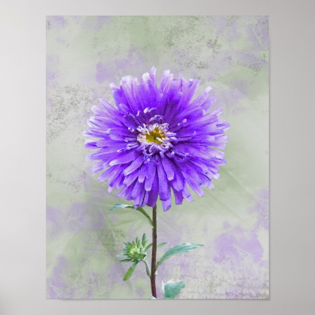 Lila Watercolor Dahlia Poster (Framsidan)