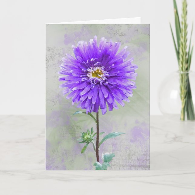 Lila Watercolor Dahlia Sympathy Kort (Framsida)