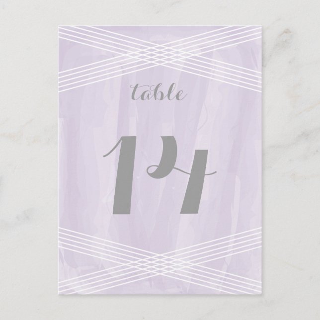 Lila Watercolor Deco-Bordsnummer Vykort (Framsida)
