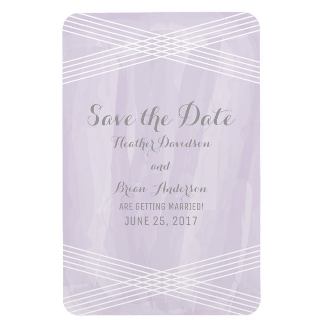 Lila Watercolor Deco Spara datum Magnet (Vertikal)