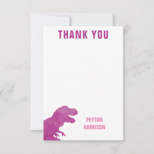 Lila Watercolor Dinosaur Personlig Tack Kort