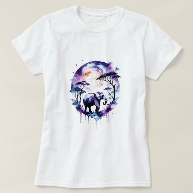 Lila Watercolor Elephant T Shirt (Design framsida)