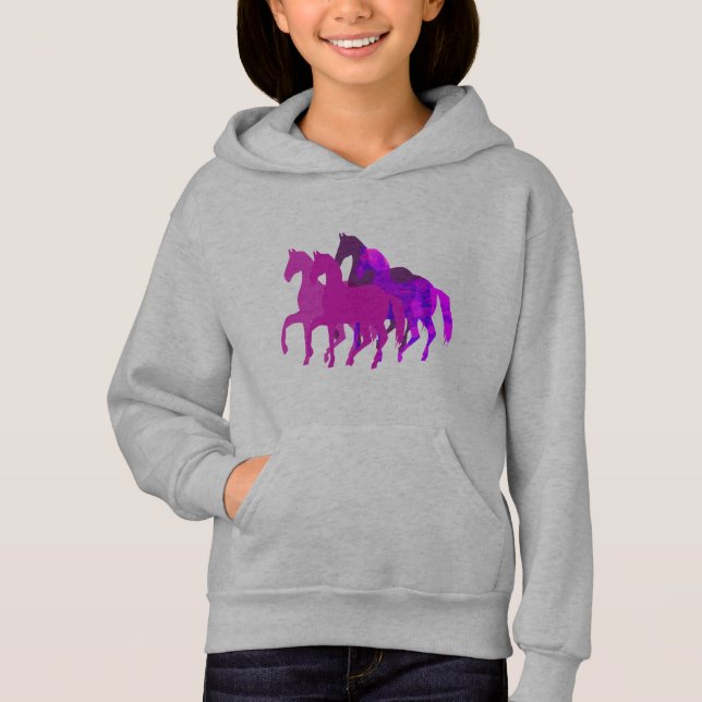 Lila Watercolor Fantasy Horse Back Riding Tröja (Framsida)