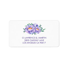 Lila Watercolor Flowers Adressetikett