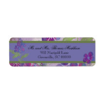Lila Watercolor Flowers Anpassningsbar Adressetike