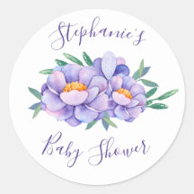 Lila Watercolor Flowers Baby Shower Personlig