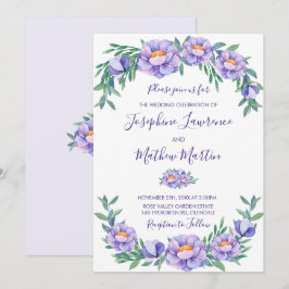 Lila Watercolor Flowers Bröllopsinbjudningar Inbjudningar