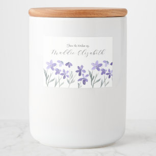 Lila Watercolor Flowers-etiketter Mat Etiketter