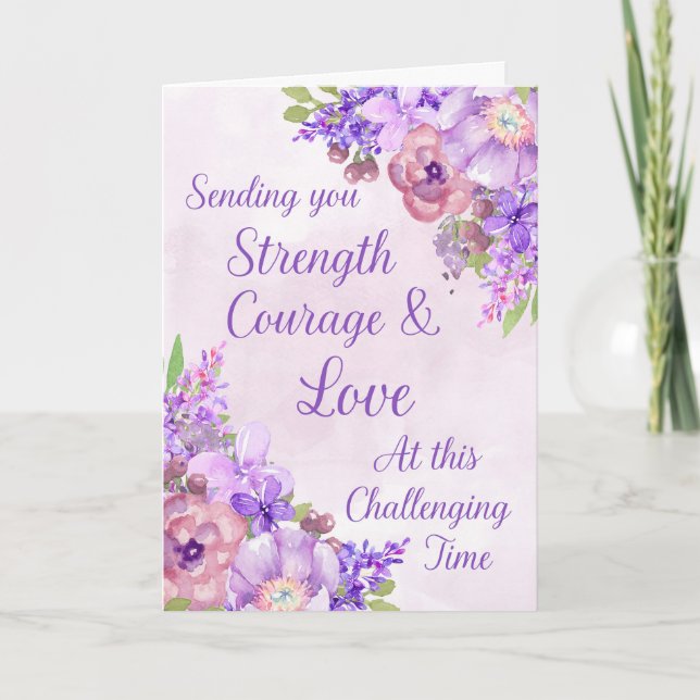 Lila Watercolor Flowers Get well-Soon Card Kort (Framsida)