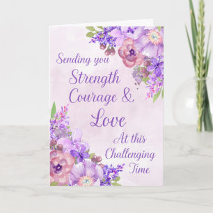 Lila Watercolor Flowers Get well-Soon Card Kort