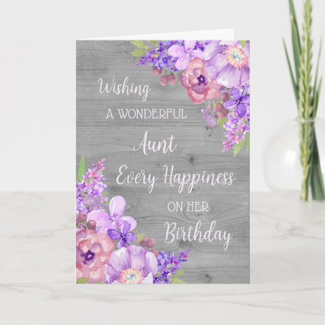 Lila Watercolor Flowers Moster Birthday Card Kort (Framsida)