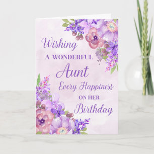 Lila Watercolor Flowers Moster Birthday Card Kort