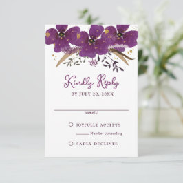 Lila Watercolor Flowers OSA Reply Inbjudningar