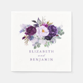 Lila Watercolor Flowers Pappersservett