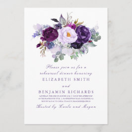 Lila Watercolor Flowers Rehearsal Middag Inbjudningar