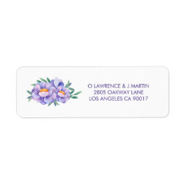Lila Watercolor Flowers Returadress Etikett