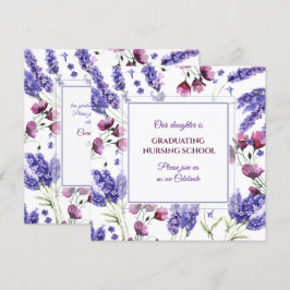 Lila Watercolor Flowers Studenten Inbjudningar