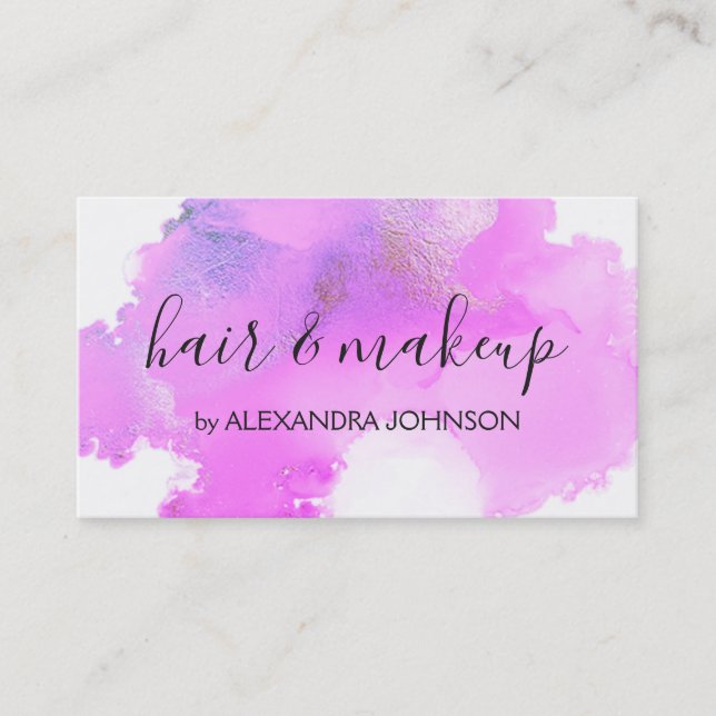Lila Watercolor Foil Tvättar Girly Visitkort (Framsida)