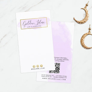 Lila Watercolor & Guld Earring Jewelry Visning Visitkort