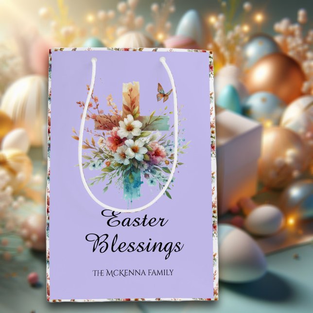 Lila Watercolor Kor Flowers Christian Påsk (Skapare uppladdad)