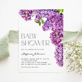 Lila Watercolor Lilac Flowers Baby Shower Inbjudningar