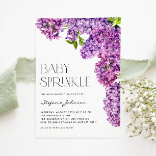 Lila Watercolor Lilac Flowers Baby Sprinkle Inbjudningar