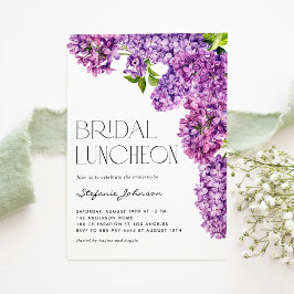 Lila Watercolor Lilac Flowers Möhippa Luncheon Inbjudningar