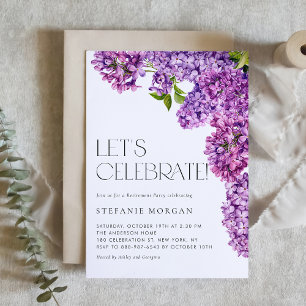 Lila Watercolor Lilac Flowers Pension Party Inbjudningar