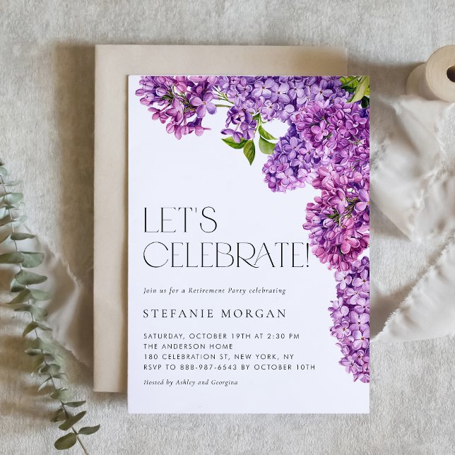 Lila Watercolor Lilac Flowers Pension Party Inbjudningar (Skapare uppladdad)