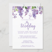 Lila Watercolor Lilacs Blommigt Bröllop