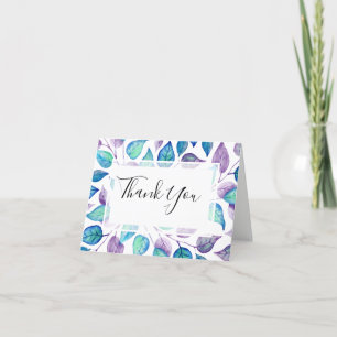 Lila Watercolor Löv Bröllop Tack Kort