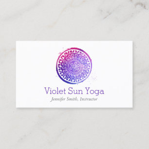 Lila Watercolor Mandala Yoga och Hälsa Visitkort