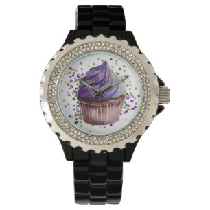 LILA WATERCOLOR MARDI GRAS CUPCAKE ARMBANDSUR