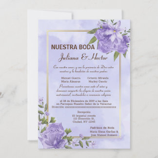 Lila Watercolor Nuestra Boda-inbjudan Inbjudningar