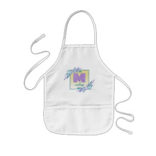 Lila Watercolor Ombre Sjöjungfru Scales Monogram Barnförkläde