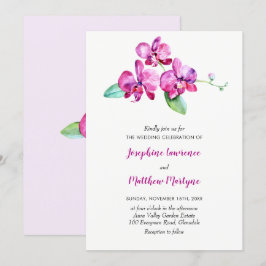 Lila Watercolor Orchid Blommigt Bröllop Inbjudningar