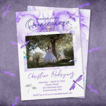 Lila Watercolor Orchid, Dragonfly Quinceanera