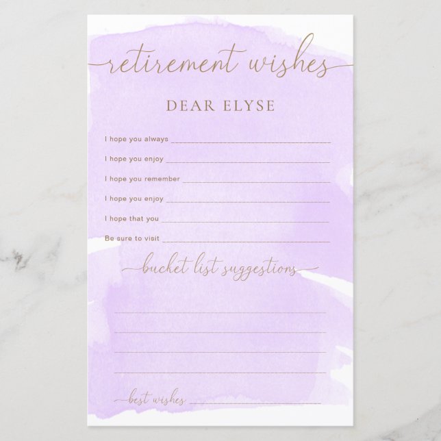 Lila Watercolor Pension Önskemål (Framsida)