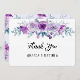 Lila Watercolor Peony Bröllop tackkort Inbjudningar