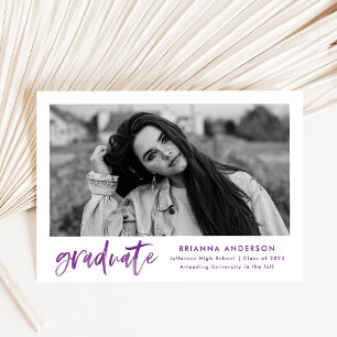 Lila Watercolor Push Script Photo Studenten Meddelande