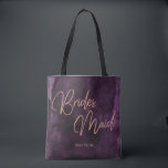 Lila Watercolor Ro Guld Bridesmaid Monogram Tygkasse<br><div class="desc">Mörk Lila Watercolor & Ro Guld Faux Foil Lettering Perfekt for Fall or Winter Wedding Monogram Bridesmaid tote bags med trendig Hand Lettered Script font! ~ Kolla min butik för att se hela samlingen i bröllop med den här designen!</div>