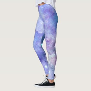Lila Watercolor Starry Himlar Space Älskare Galaxy Leggings