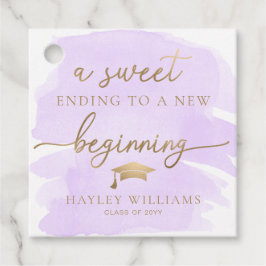 Lila Watercolor Sweet New Beginning Studenten Gåvor Etiketter