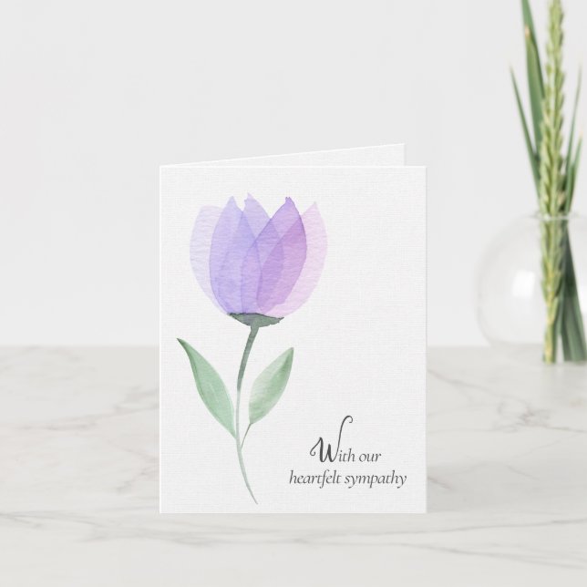 Lila Watercolor Tulip Sympathy Kort (Framsida)