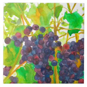Lila Watercolor Vin Graps Kakelplatta