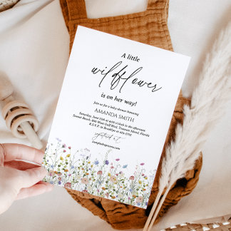 Lila Watercolor Wildblommor , sommarblommor Inbjudningar