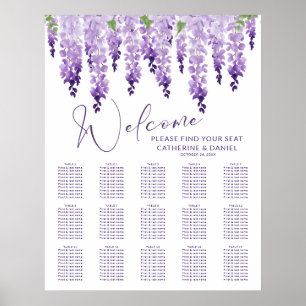 Lila Watercolor Wisteria Lilac Blommigt Bröllop Poster