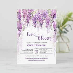 Lila Watercolor Wisteria Möhippa Inbjudningar