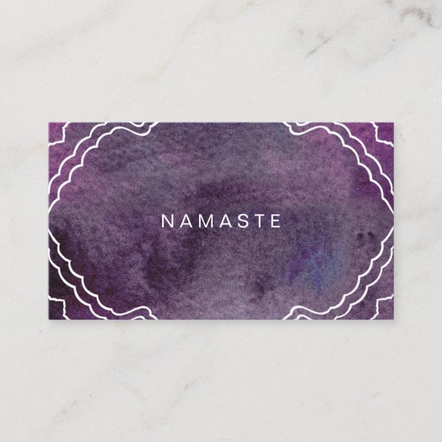 Lila Watercolor Yoga Teacher Namaste Visitkort (Framsida)