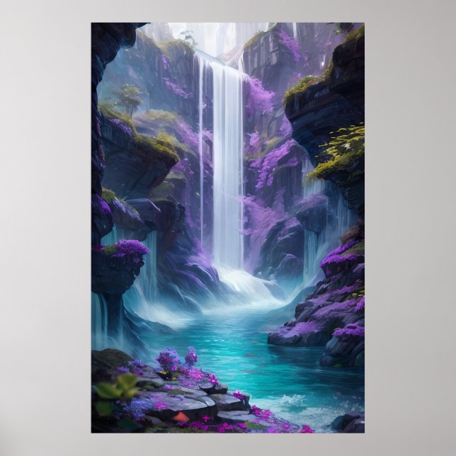 Lila Waterfall liggande i en Dream Poster (Framsidan)